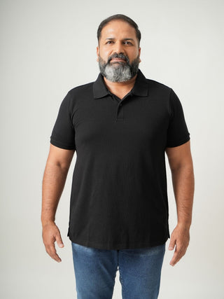 Balanced Fit - Button Polo Short Sleeve - Charcoal Black