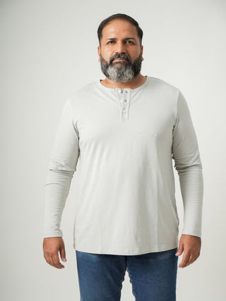 Balanced Fit - Henley Neck Long Sleeve - Granite Gray