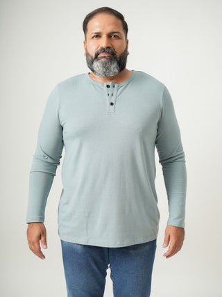 Balanced Fit - Henley Neck Long Sleeve - Sage Blue