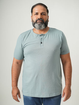 Balanced Fit - Henley Neck Short Sleeve - Sage Blue