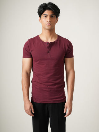 V-Taper Fit ( V-fit) Henley Neck Short Sleeve - Red Rock