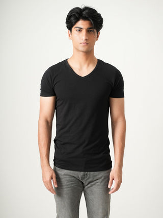 V-Taper Fit ( V-fit) V- Neck Short Sleeve - Charcoal Black