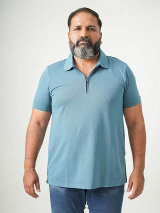 Balanced Fit - Zip Polo Short Sleeve - Cobalt Blue