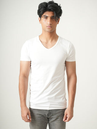 V-Taper Fit ( V-fit) V- Neck Short Sleeve - Classic White