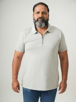 Balanced Fit - Zip Polo Short Sleeve - Granite Gray