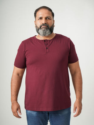 Balanced Fit - Henley Neck Short Sleeve - Red Rock