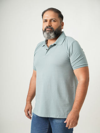 Balanced Fit - Button Polo Short Sleeve - Sage Blue