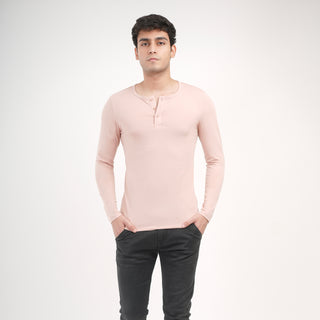 V-Taper Fit ( V-fit) Henley Neck Long Sleeve - Tuscany Pink