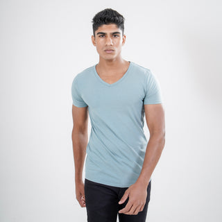 V-Taper Fit ( V-fit) V- Neck Short Sleeve - Sage Blue