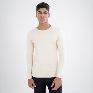 V-Taper Fit ( V-fit) Crew Neck Long Sleeve - Sand Beige
