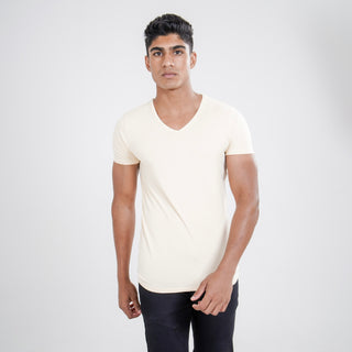 V-Taper Fit ( V-fit) V - Neck Short Sleeve - Sand Beige