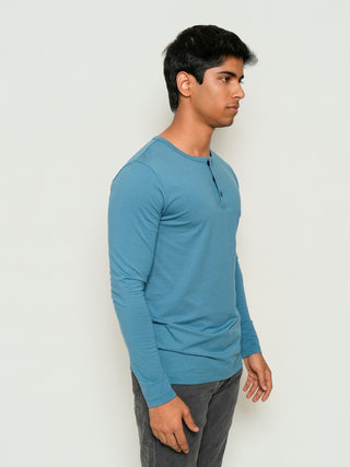 Structure Fit (P/D) - Henley Neck Long Sleeve - Cobalt Blue