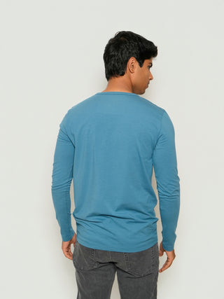 Structure Fit (P/D) - Henley Neck Long Sleeve - Cobalt Blue
