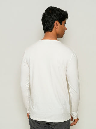 Structure Fit (P/D) - Henley Neck Long Sleeve - Classic White
