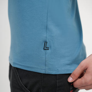 V - Fit Henley Neck Long Sleeve - Cobalt Blue