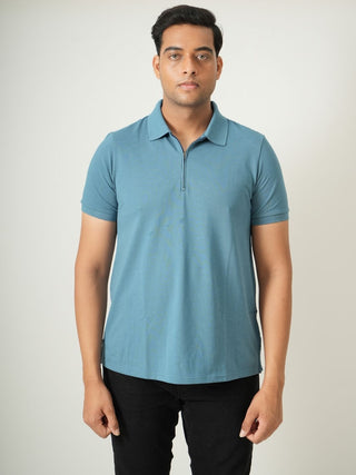 King Fit - Zip Polo Short Sleeve - Cobalt Blue