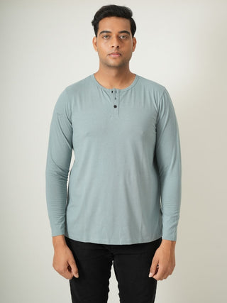 King Fit - Henley Long Sleeve - Sage Blue