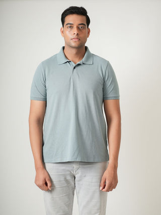King Fit - Button Polo Short Sleeve - Sage Blue