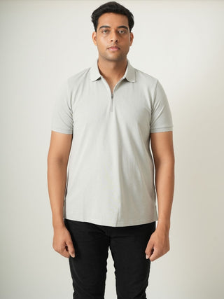 King Fit - Zip Polo Short Sleeve - Granite Gray