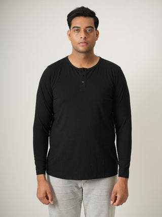 King Fit - Henley Long Sleeve - Charcoal Black