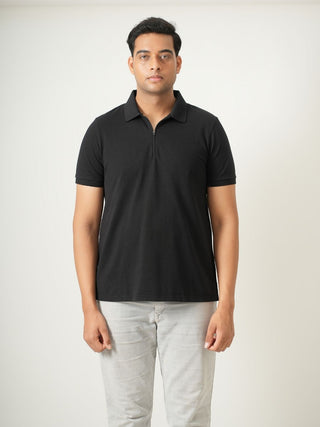 King Fit - Zip Polo Short Sleeve - Charcoal Black