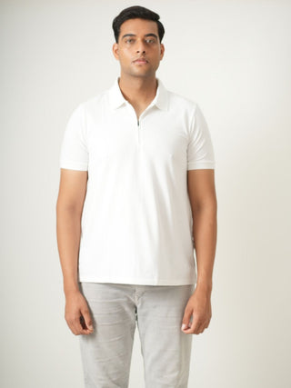 King Fit - Zip Polo Short Sleeve - Classic White