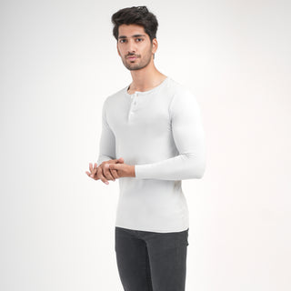 V - Fit Henley Neck Long Sleeve - Granite Gray