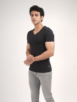 Power Fit - V-Neck Short Sleeve - Charcoal Black