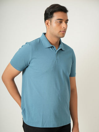 King Fit - Button Polo Short Sleeve - Cobalt Blue