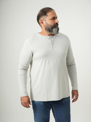 Balanced Fit - Henley Neck Long Sleeve - Granite Gray