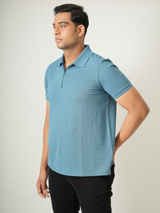 King Fit - Zip Polo Short Sleeve - Cobalt Blue