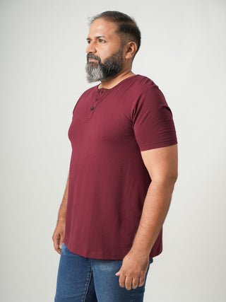 Balanced Fit - Henley Neck Short Sleeve - Red Rock