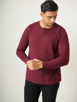 King Fit - Henley Long Sleeve - Red Rock