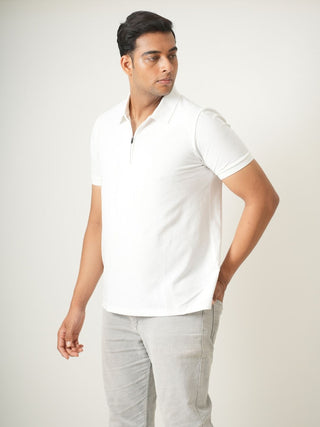 King Fit - Zip Polo Short Sleeve - Classic White