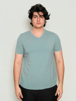 King Fit - V-Neck Short Sleeve - Sage Blue