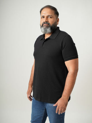 Balanced Fit - Button Polo Short Sleeve - Charcoal Black