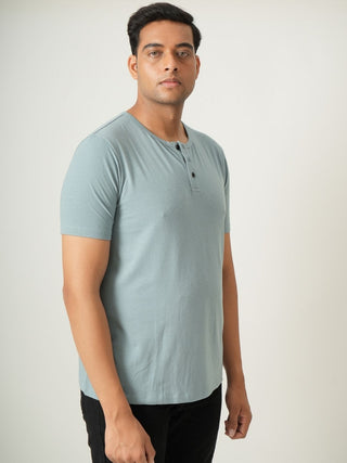 King Fit - Henley Short Sleeve - Sage Blue