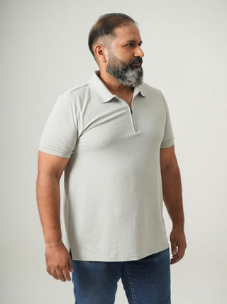 Balanced Fit - Zip Polo Short Sleeve - Granite Gray