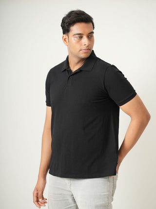 King Fit - Button Polo Short Sleeve - Charcoal Black
