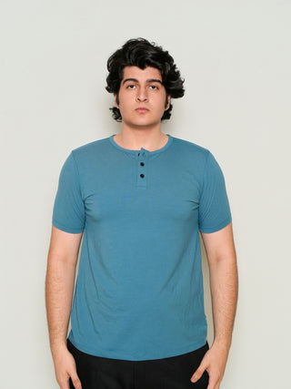 King Fit - Henley Short Sleeve - Cobalt Blue