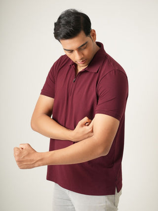 King Fit - Zip Polo Short Sleeve - Red Rock