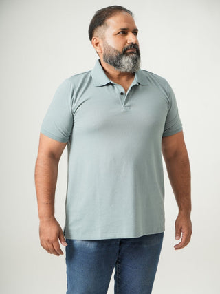 Balanced Fit - Button Polo Short Sleeve - Sage Blue