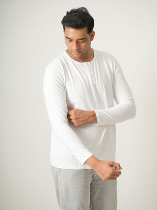 King Fit - Henley Long Sleeve - Classic White