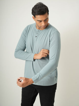 King Fit - Henley Long Sleeve - Sage Blue