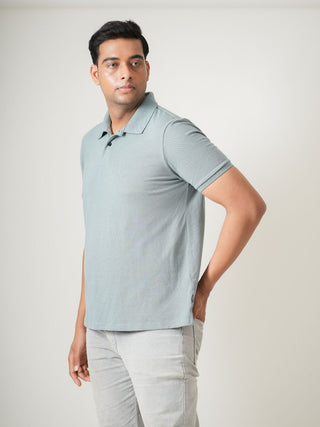 King Fit - Button Polo Short Sleeve - Sage Blue