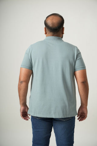 Balanced Fit - Zip Polo Short Sleeve - Sage Blue