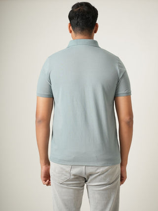 King Fit - Button Polo Short Sleeve - Sage Blue