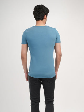 Sleek Fit- Henley Neck Short Sleeve- Cobalt Blue