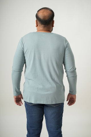 Balanced Fit - Henley Neck Long Sleeve - Sage Blue