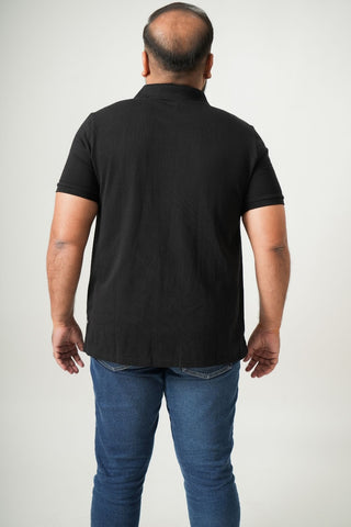 Balanced Fit - Button Polo Short Sleeve - Charcoal Black